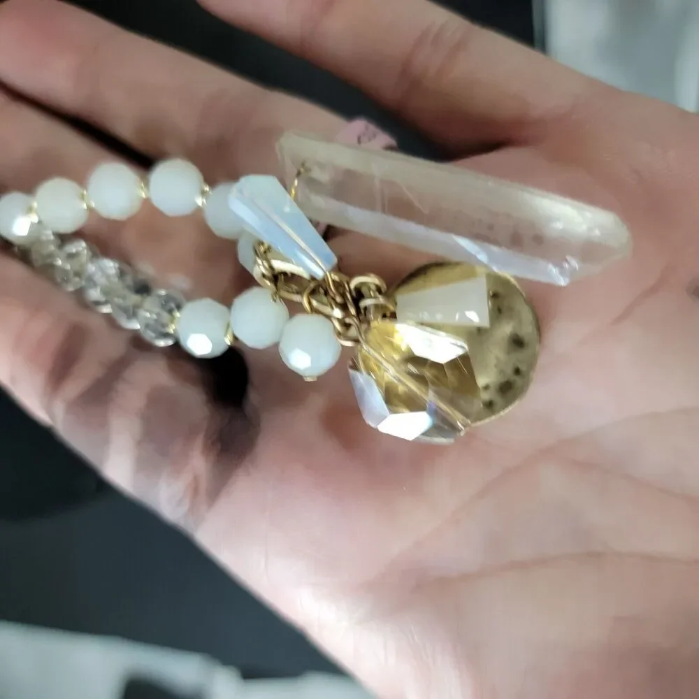 Signed‎ Designer Quality Gold tone Crystal Moonstone Necklace JB FB